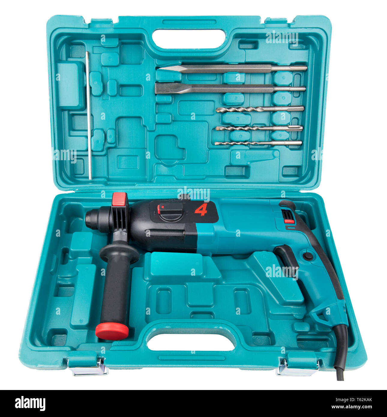 Manual electric drillpuncher of black and turquoise color for