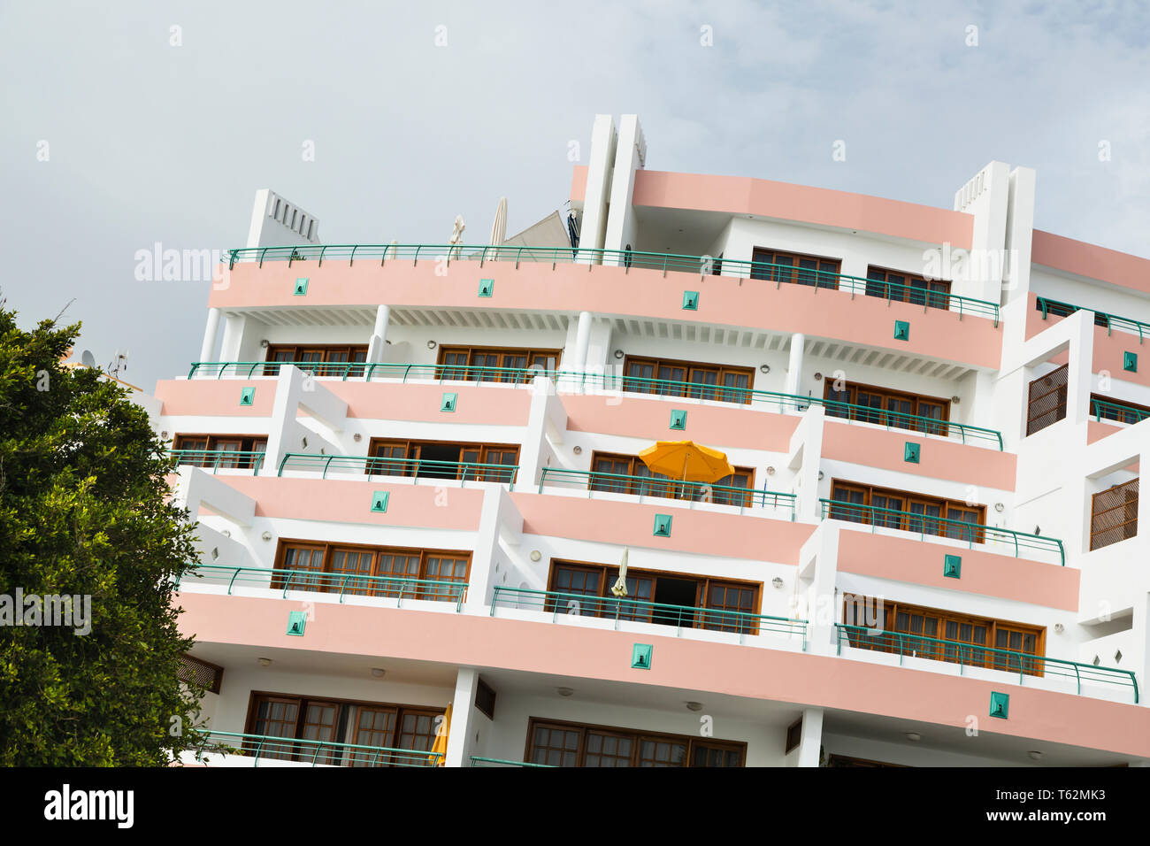 Hotel balconies in Puerto Naos, La Palma, Spain. Stock Photo