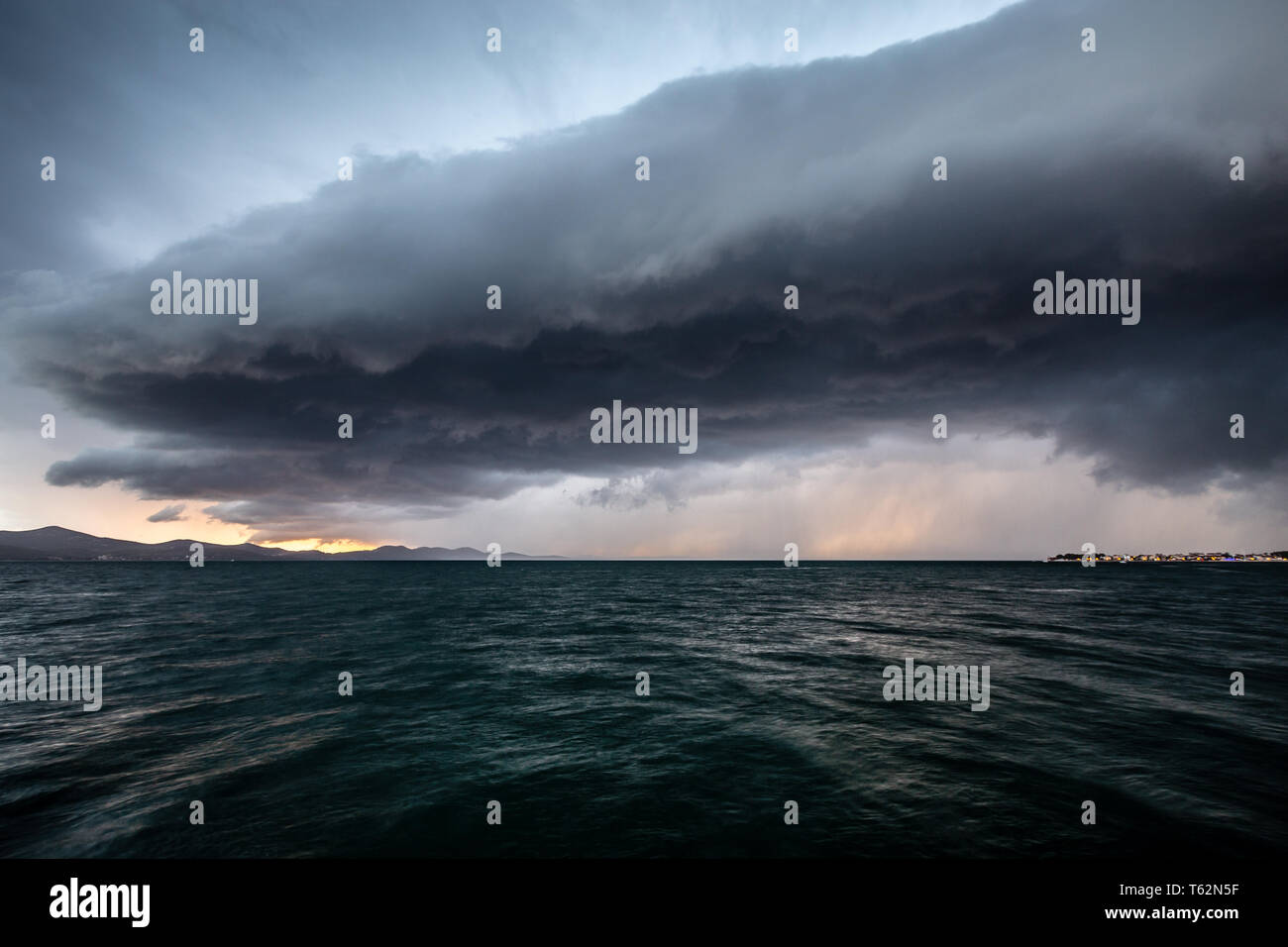 Storm on the sea. Striking cumulonimbus. Thunderstorm. Croatia. Stock Photo