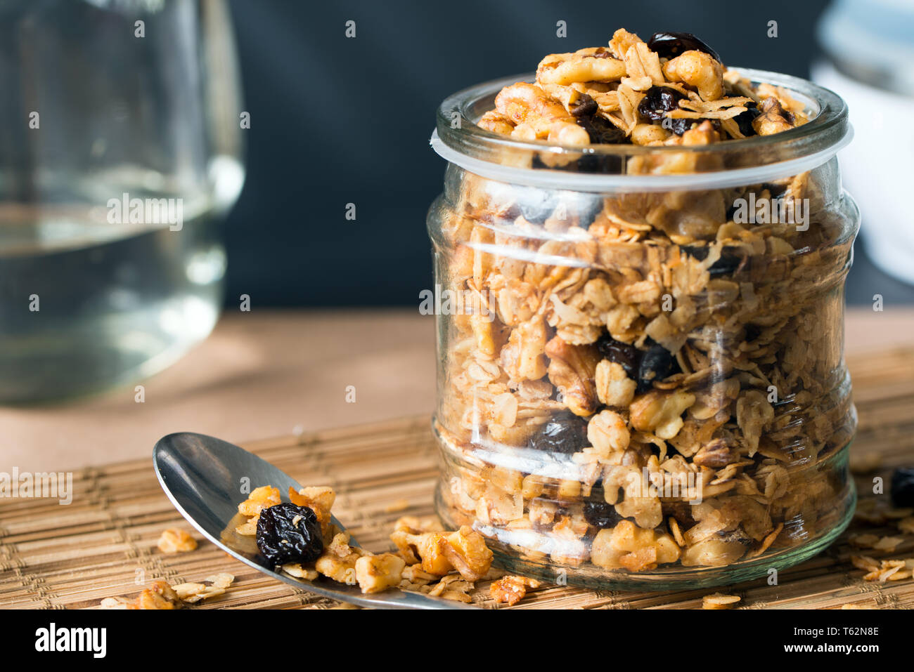 Homemade granola in a glass jar Stock Photo Alamy