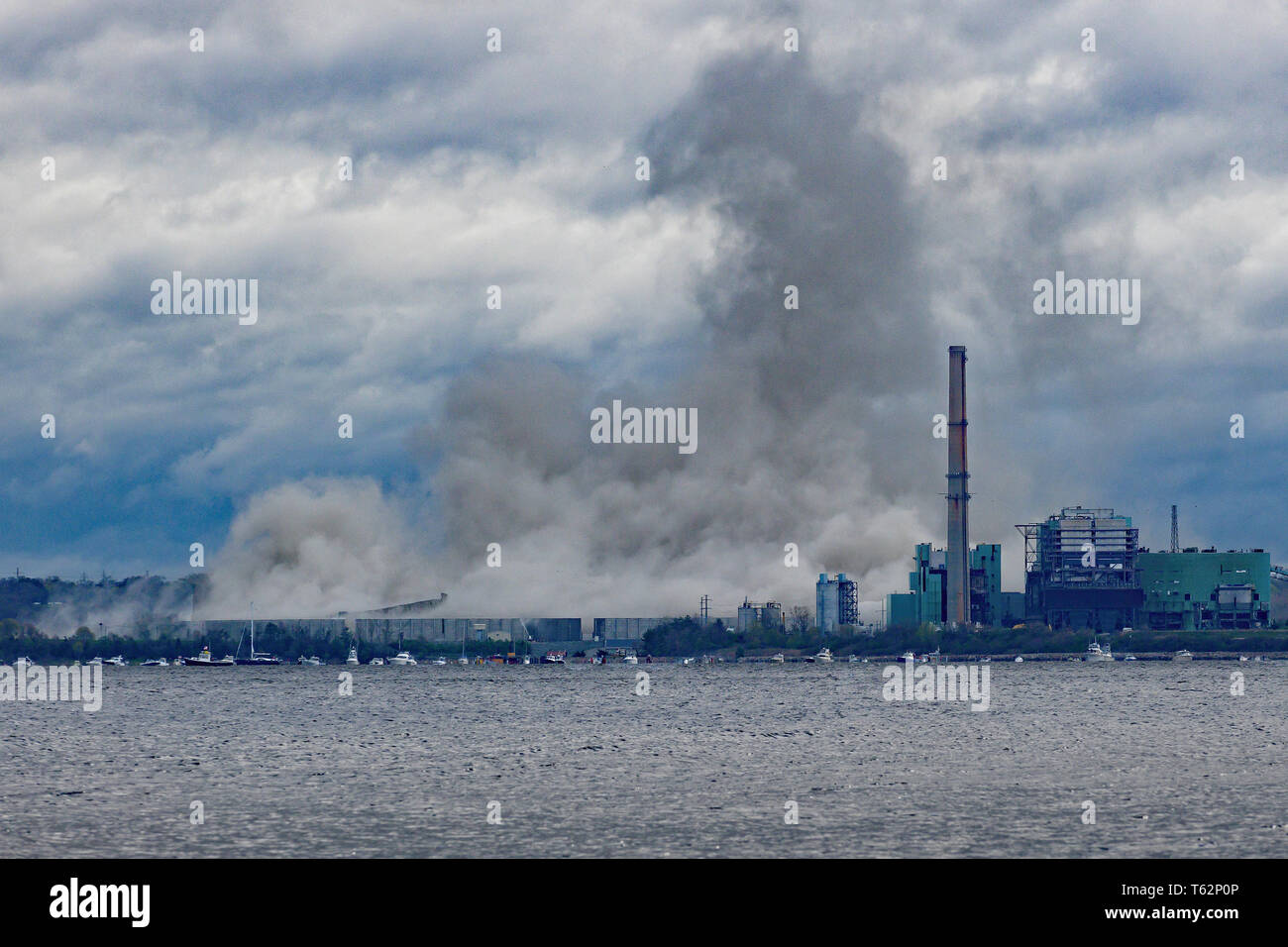 power plant implosion Stock Photo