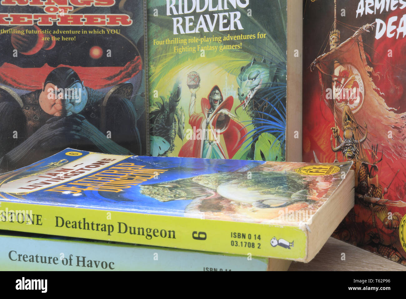 Chose you own adventure books, fighting fantasy Stock Photo