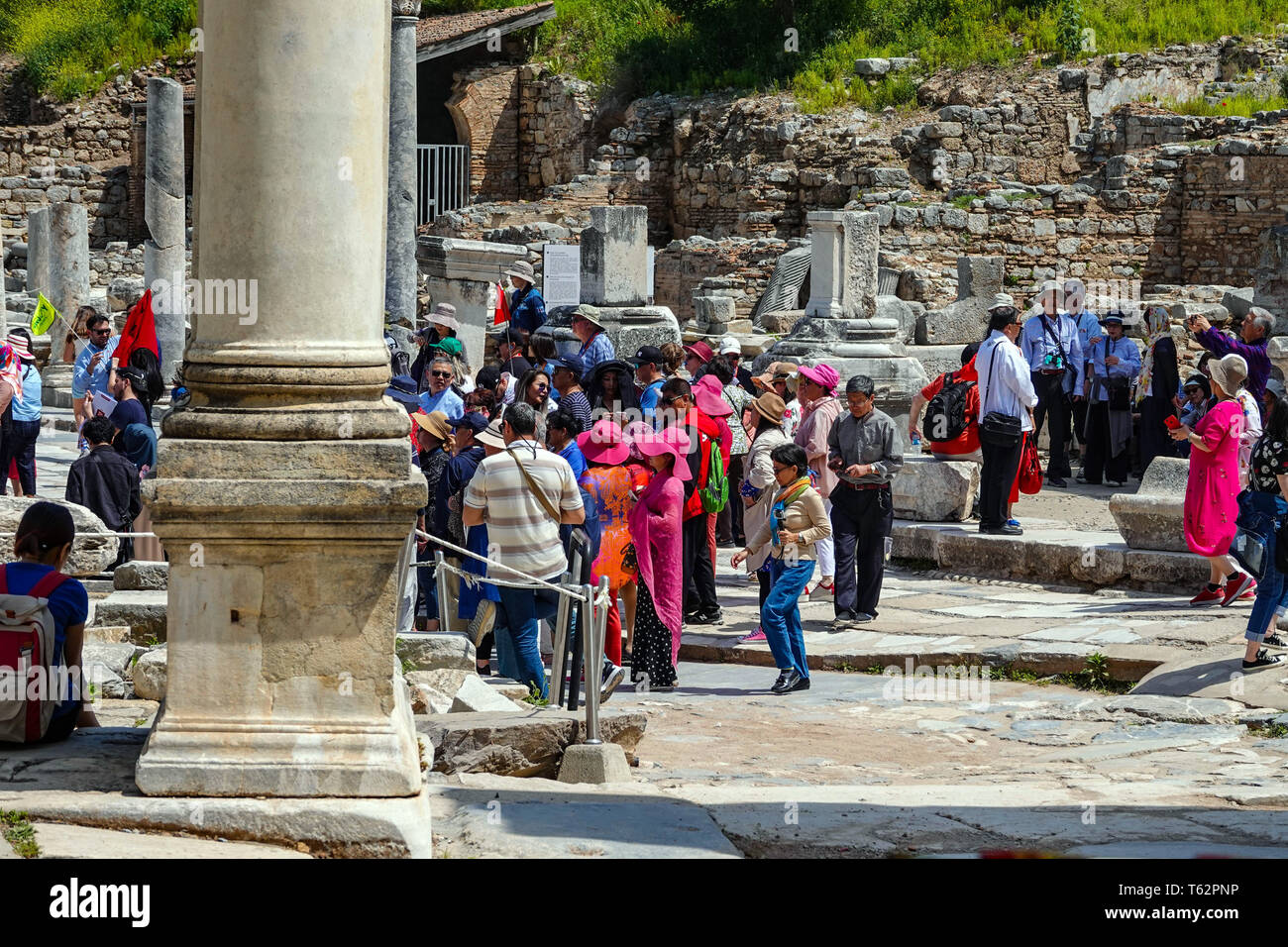 Views of popular tourist site of Ephesus, UNESCO heritage site, Selçuk, Turkey, Stock Photo