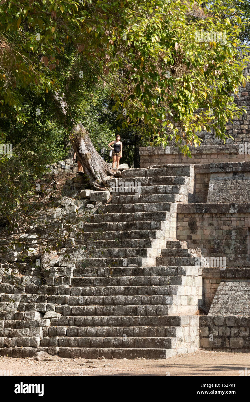 Honduras tourist - a tourist at the mayan ruins UNESCO world heritage ...
