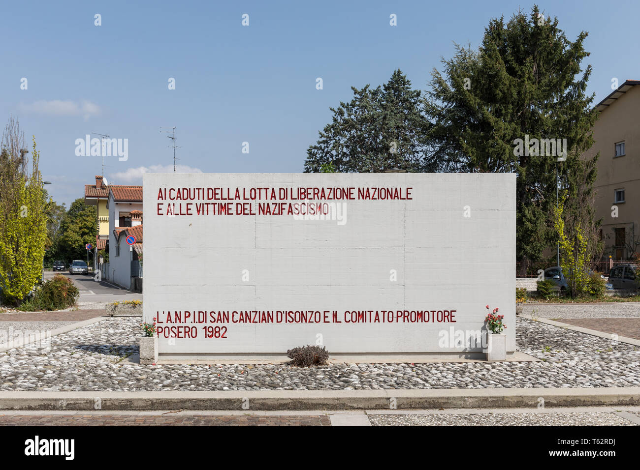 Memorial dedicated to the victims of Italy's War of Liberation and victims of Nazi Fascizm - San Canzian d’Isonzo, Friuli Venezia Giulia, Italy Stock Photo