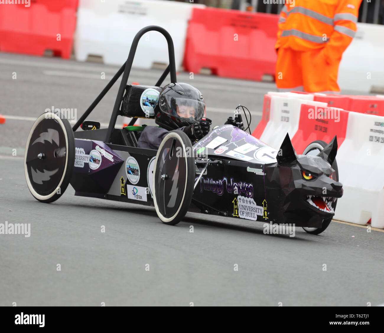 Greenpower Electric Car Racing come to Kingston upon Hull streets for the first ever street electric car race in Great Britain on the 28th April 2019 Stock Photo