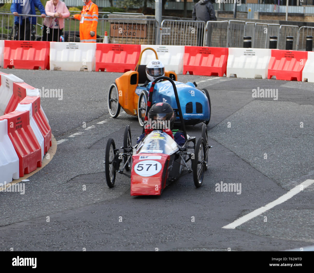 Greenpower Electric Car Racing come to Kingston upon Hull streets for the first ever street electric car race in Great Britain on the 28th April 2019 Stock Photo