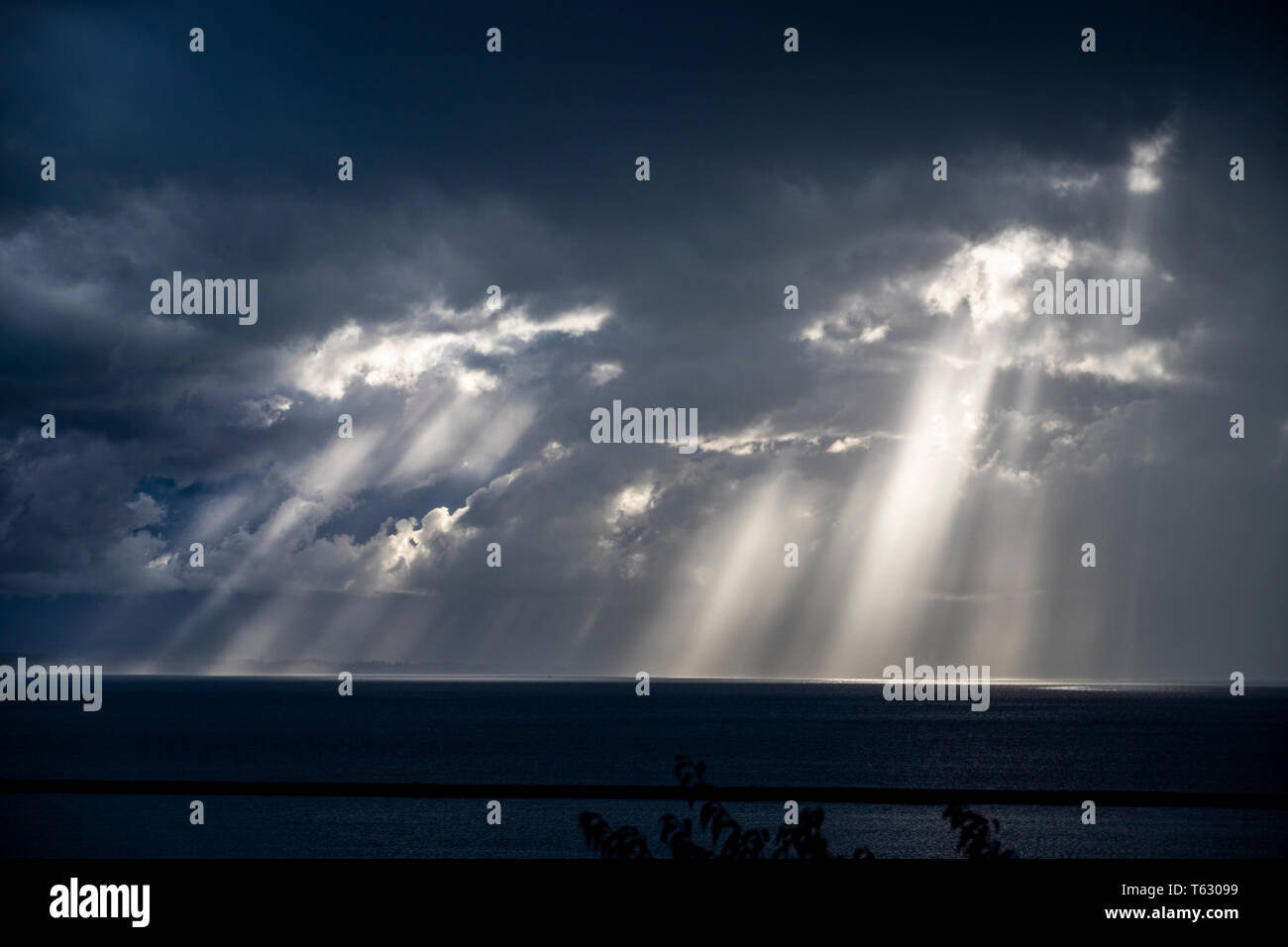 dramatic cloud formations over Tasman Bay, New Zealand Stock Photo