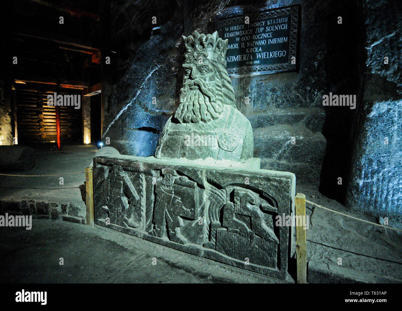 Wieliczka Salt Mine, King Casimir III the Great statue, Poland Stock Photo