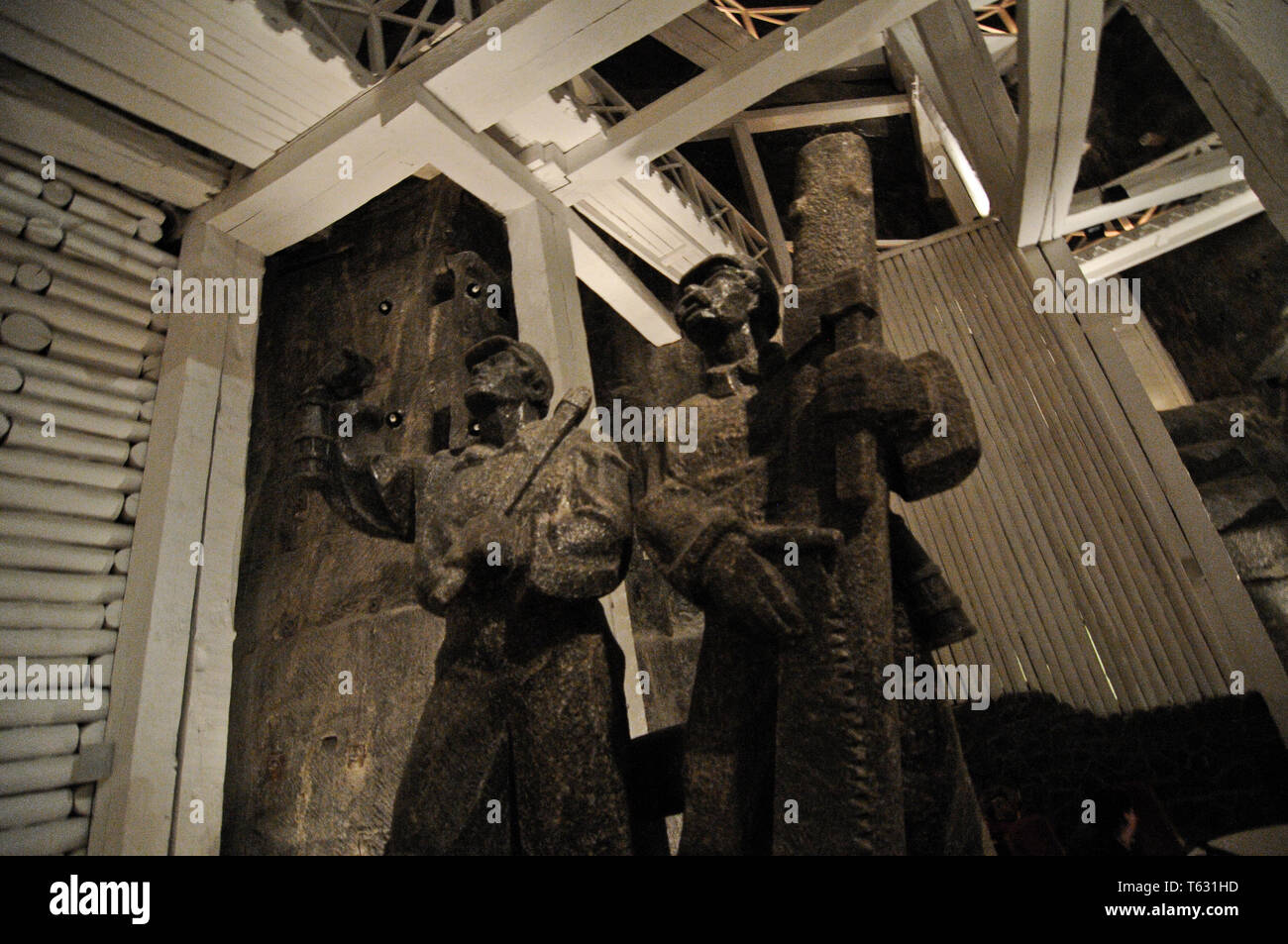 Wieliczka Salt Mine, miner's statues, Poland Stock Photo