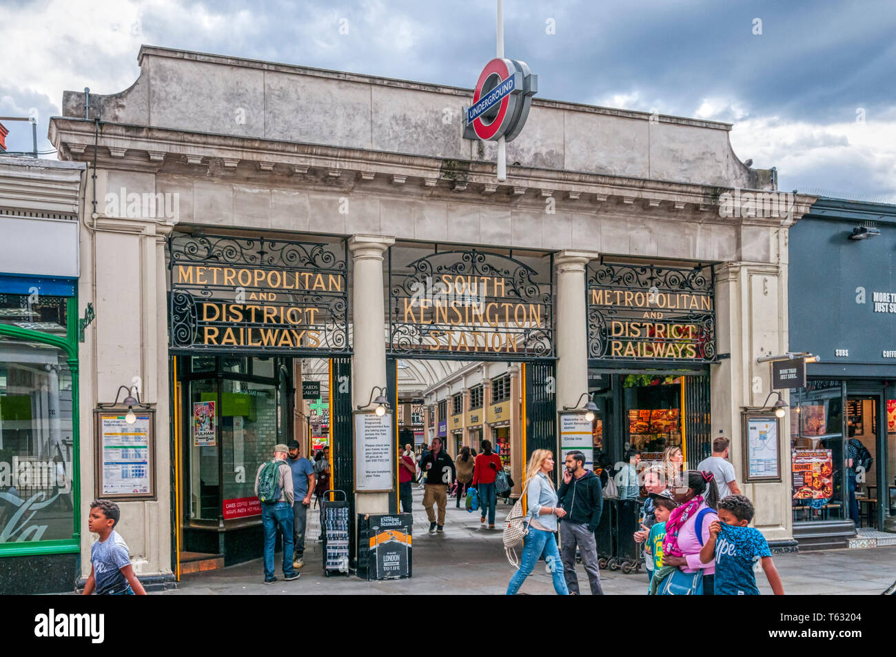 The Thurloe Street entrance to South Kensington tube station. Stock Photo