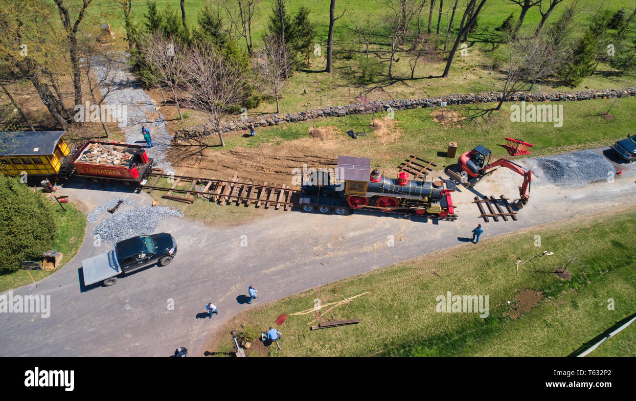 Abe Lincoln Funeral Train Being Loaded onto the Track Stock Photo