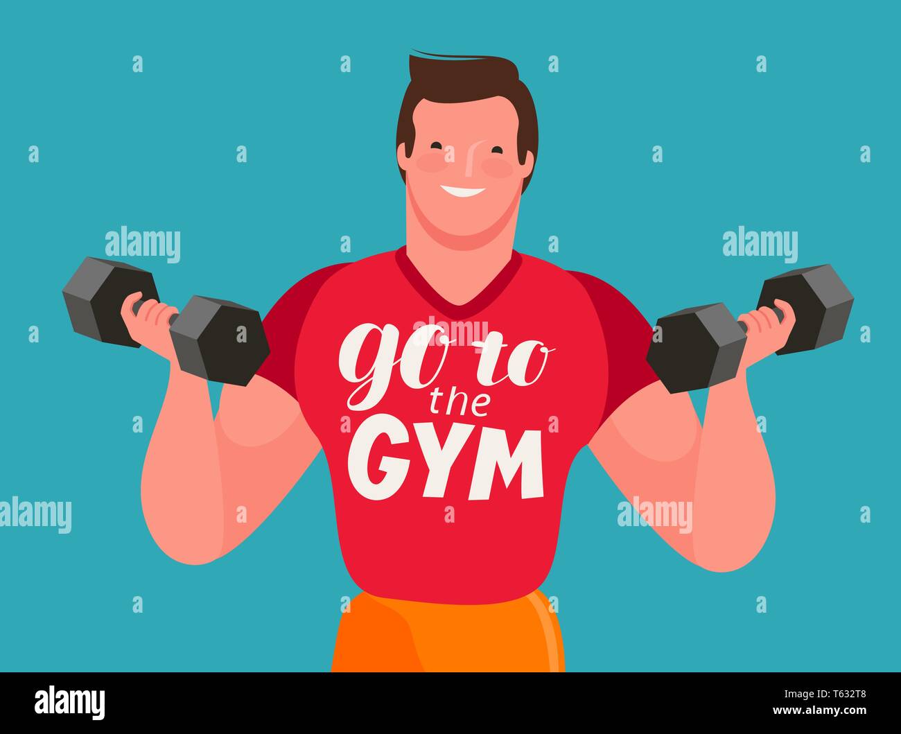 Man with dumbbells in his hands. Gym, cartoon vector illustration Stock  Vector Image & Art - Alamy