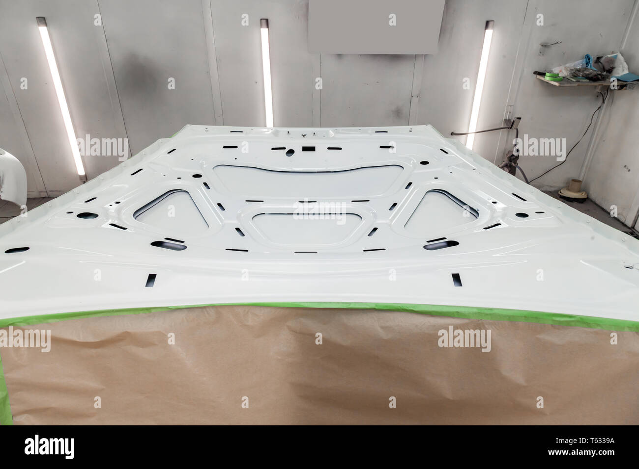 Painting And Drying In A Professional Box Of Car Body Parts