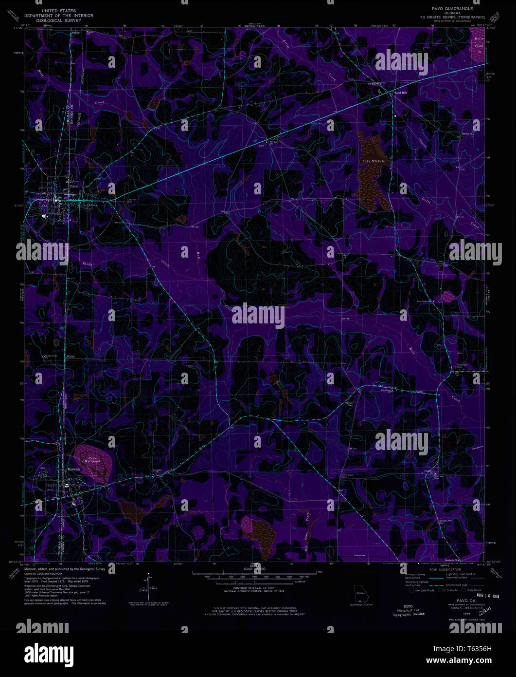 USGS TOPO Map GA Pavo 246623 1978 24000 Inverted Restoration
