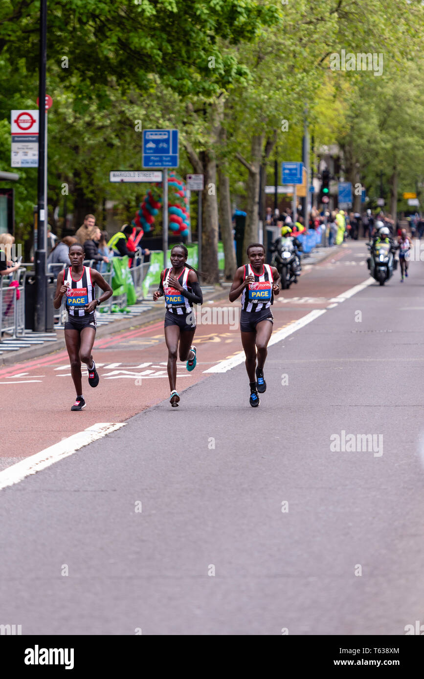 28th April 2019 - Women Elite London Marathon athletes Stock Photo