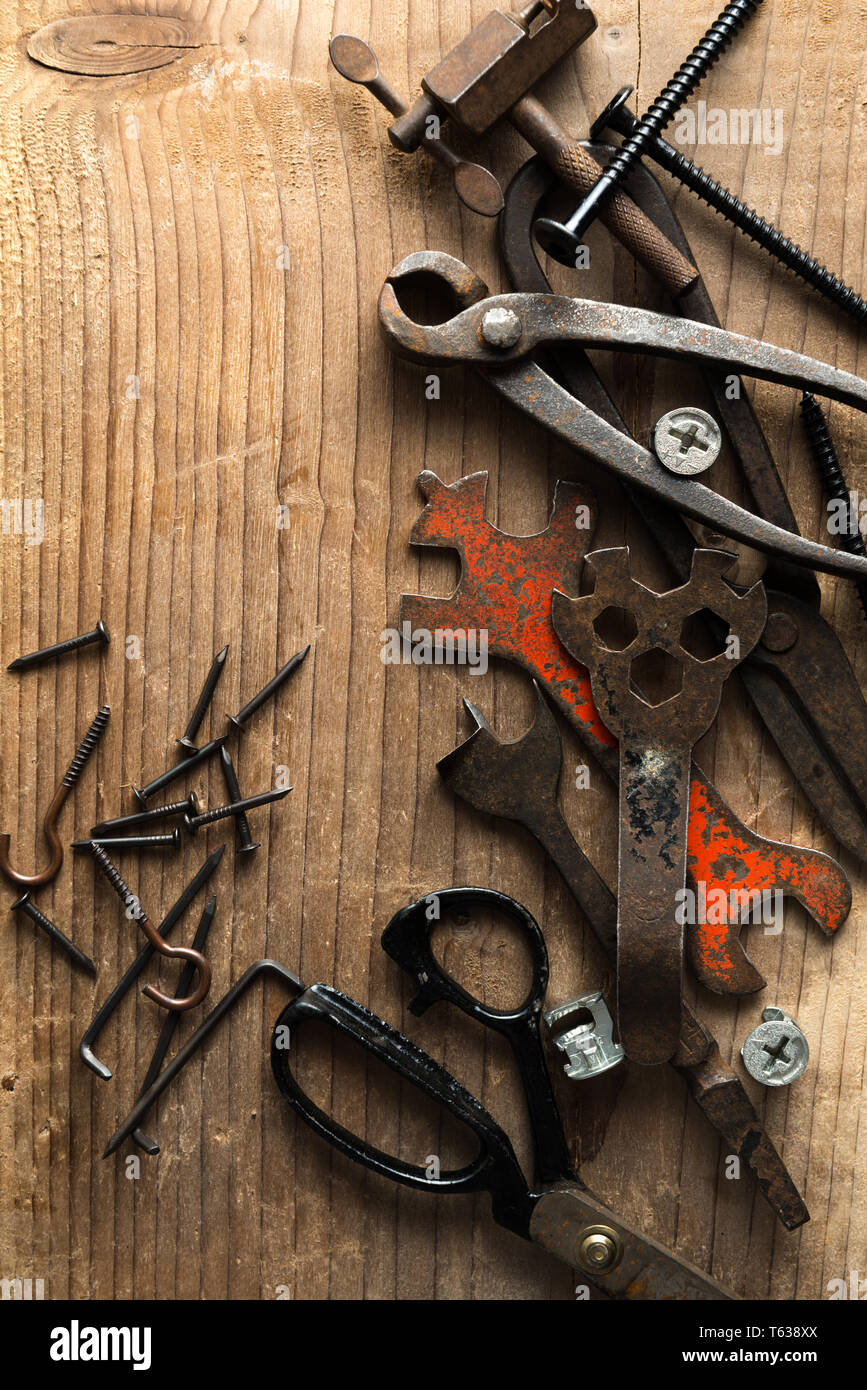 vintage rustic tools Stock Photo - Alamy