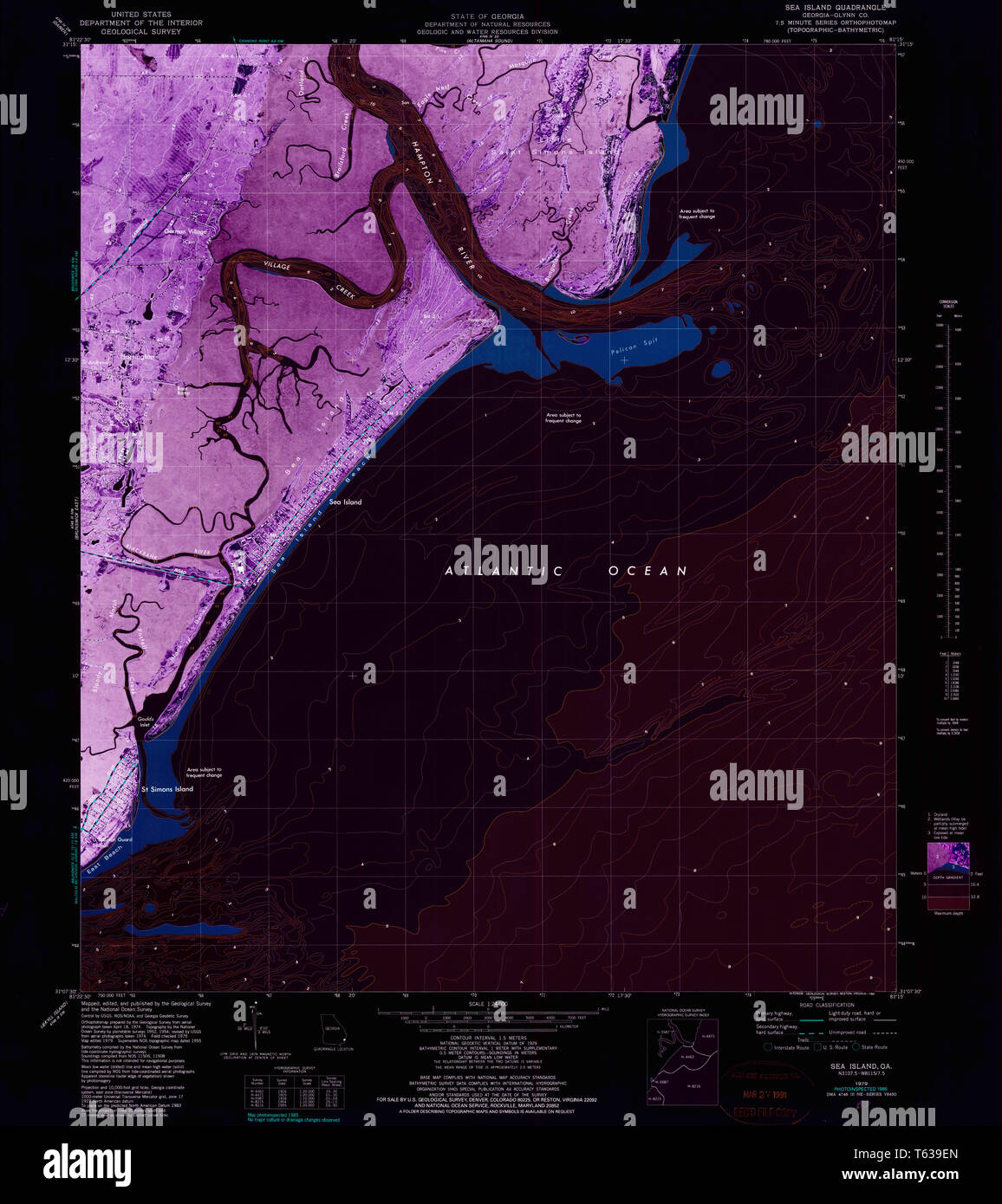 Sea island georgia map hi res stock - Usgs Topo Map Georgia Ga Sea Island 246882 1979 24000 Inverted Restoration T639EN 