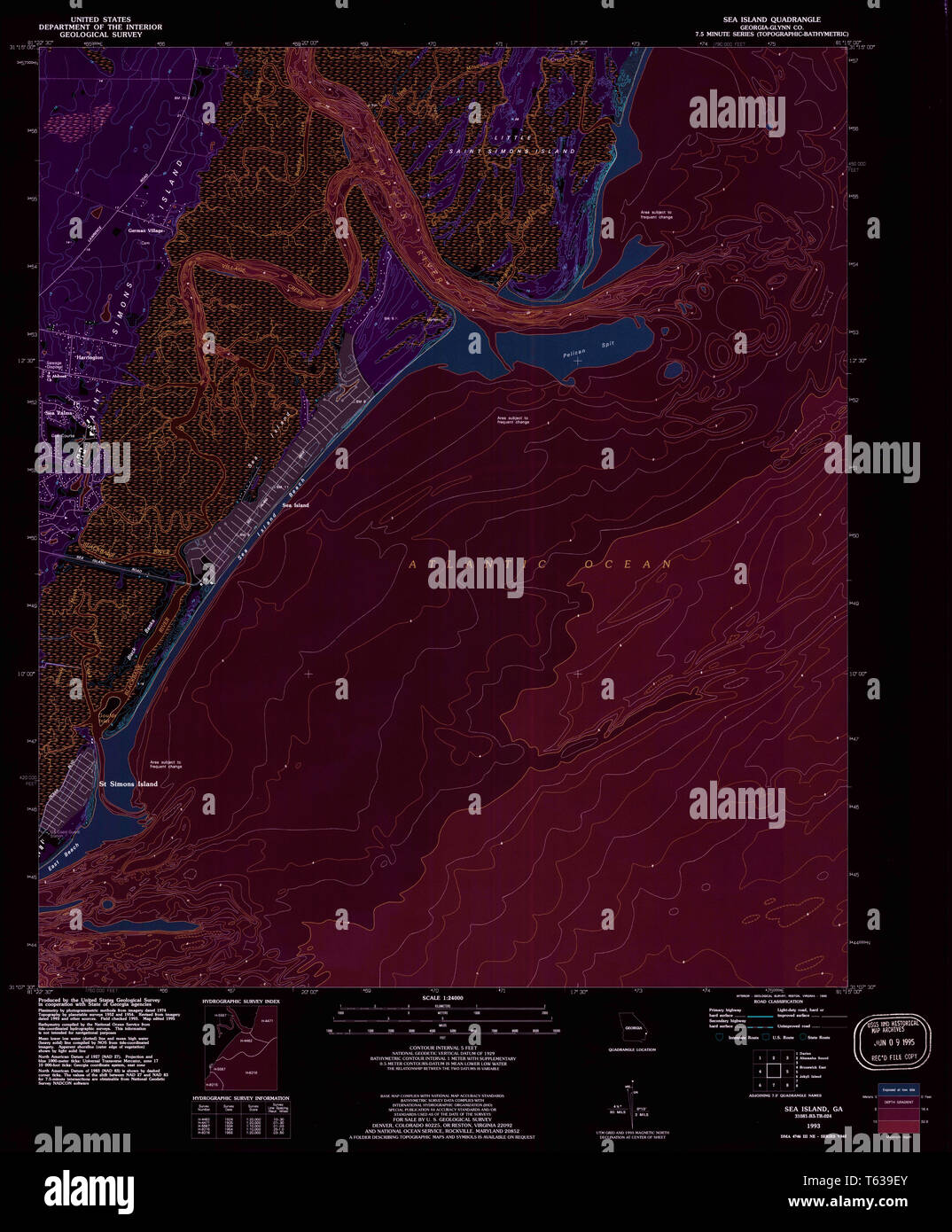 Sea island georgia map hi res stock - Usgs Topo Map Georgia Ga Sea Island 246883 1993 24000 Inverted Restoration T639EY 