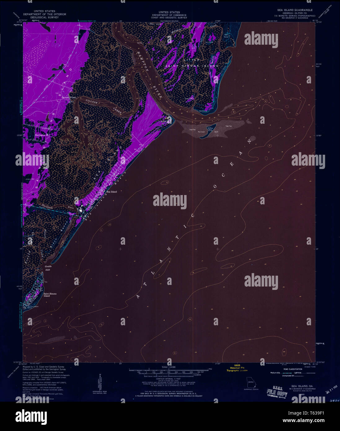 Sea island georgia map hi res stock - Usgs Topo Map Georgia Ga Sea Island 246884 1955 24000 Inverted Restoration T639F1 