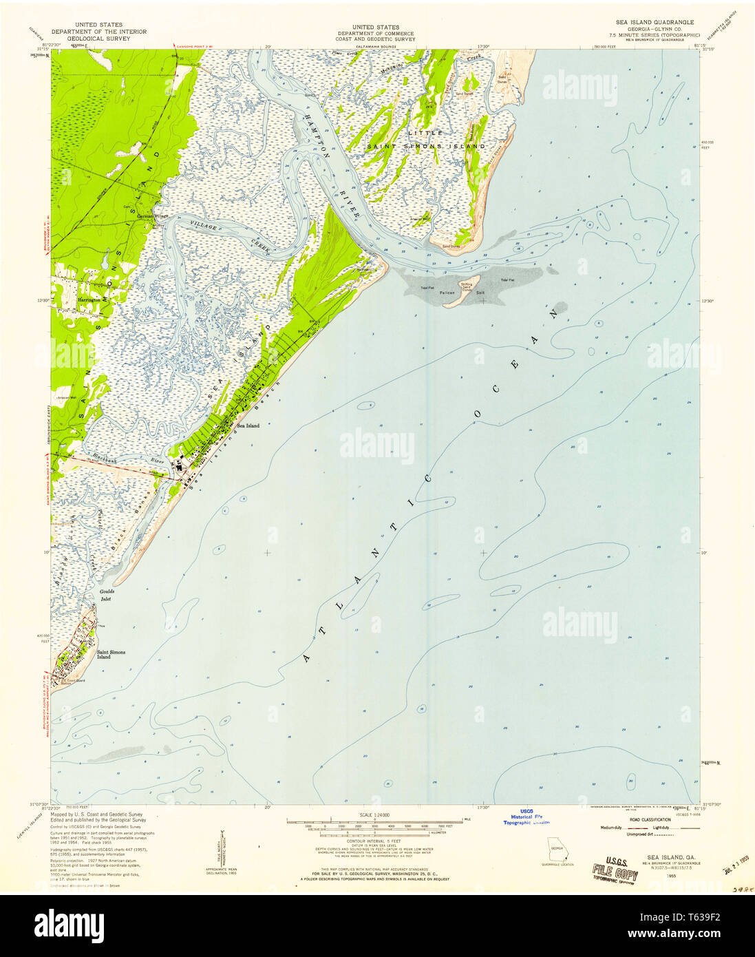Sea island georgia map hi res stock - Usgs Topo Map Georgia Ga Sea Island 246884 1955 24000 Restoration T639F2 