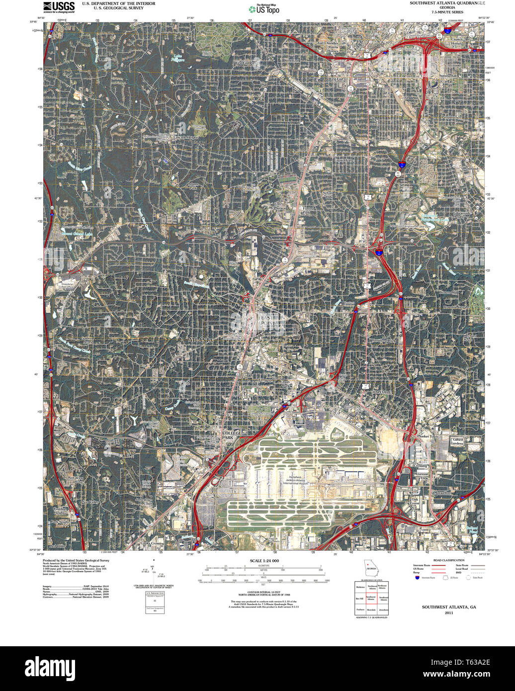 USGS TOPO Map Georgia GA Southwest - Usgs Topo Map Georgia Ga Southwest Atlanta 20110307 Tm Restoration T63A2E 