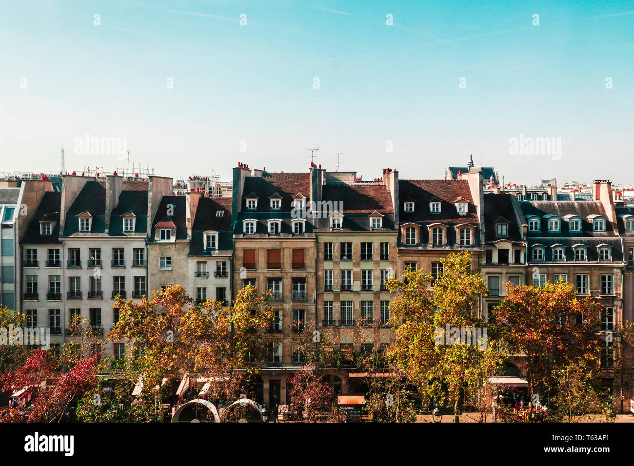 Colorful Parisian Buildings in Paris, France Stock Photo