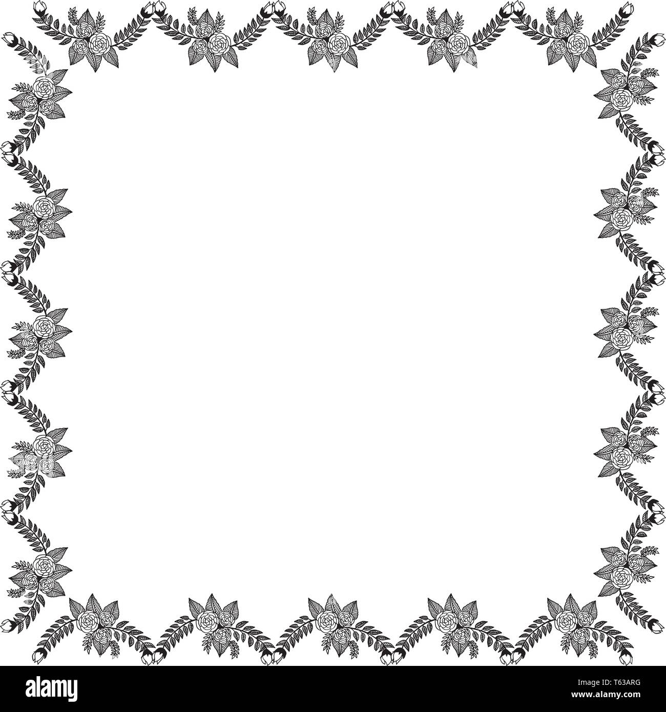 Vector illustration greeting card with wreath frame hand drawn Stock ...