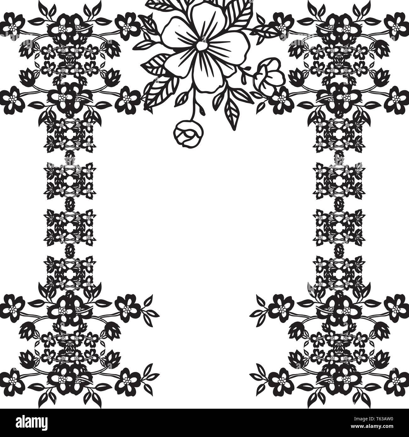 Vector illustration greeting card with wreath frame hand drawn Stock ...