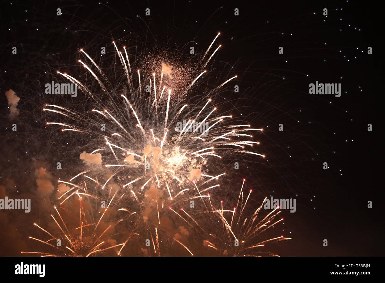 New Year's Eve fireworks and rockets on New Year's Day Stock Photo - Alamy