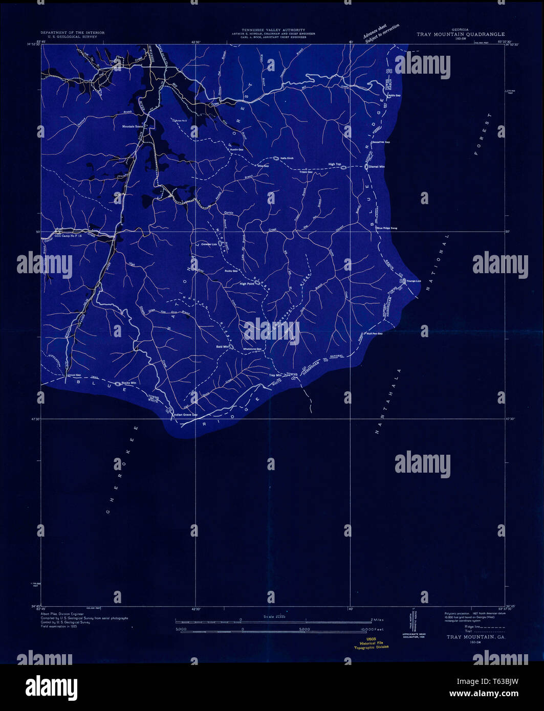 USGS TOPO Map Georgia GA Tray Mountain - Usgs Topo Map Georgia Ga Tray Mountain 247162 1935 24000 Inverted Restoration T63BJW 