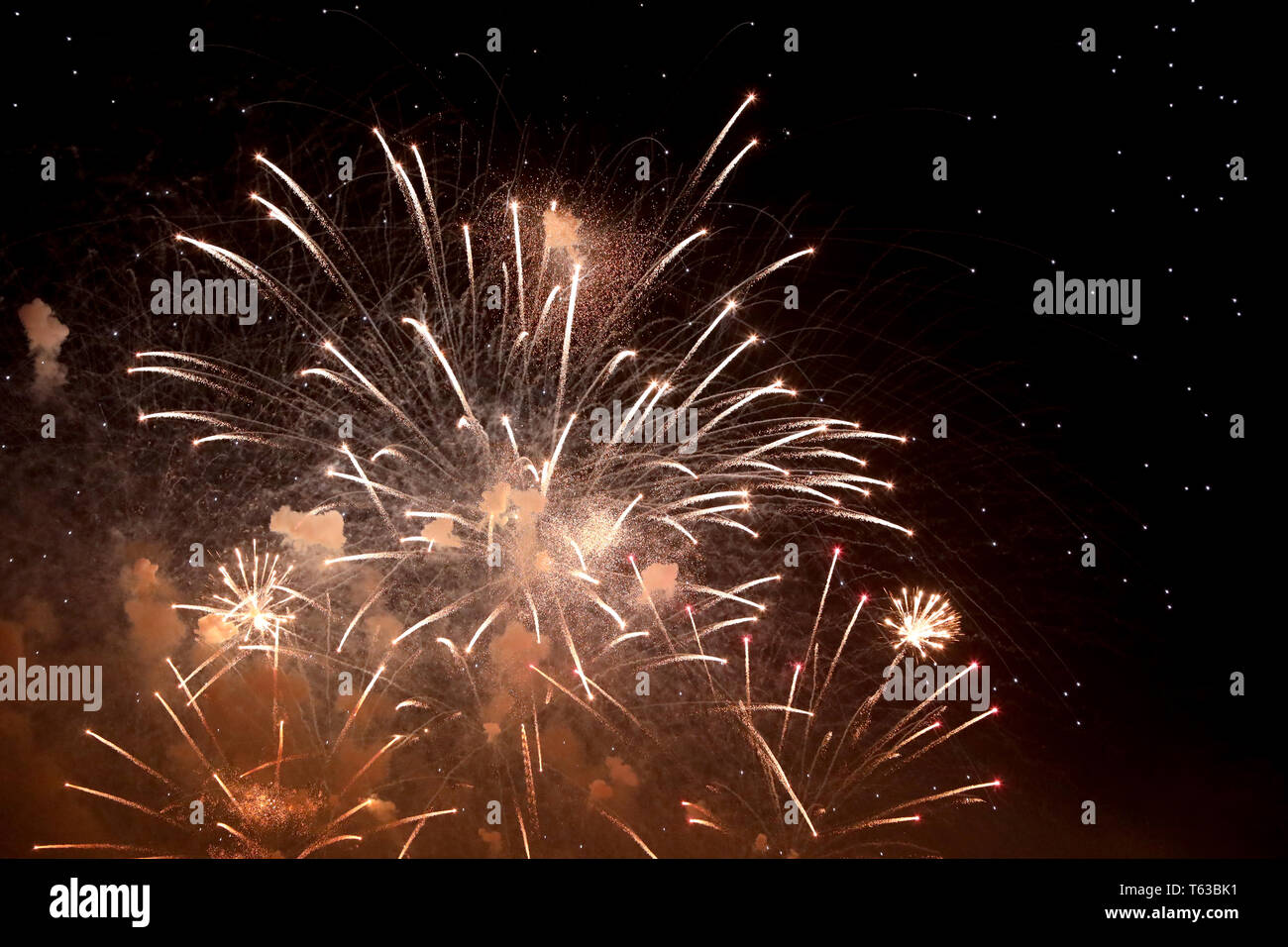 New Year's Eve fireworks and rockets on New Year's Day Stock Photo - Alamy