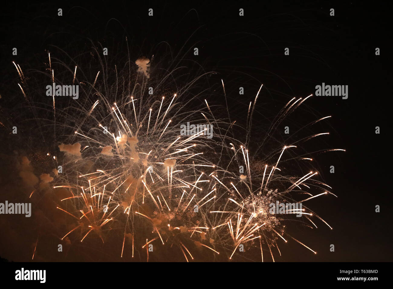 New Year's Eve fireworks and rockets on New Year's Day Stock Photo - Alamy