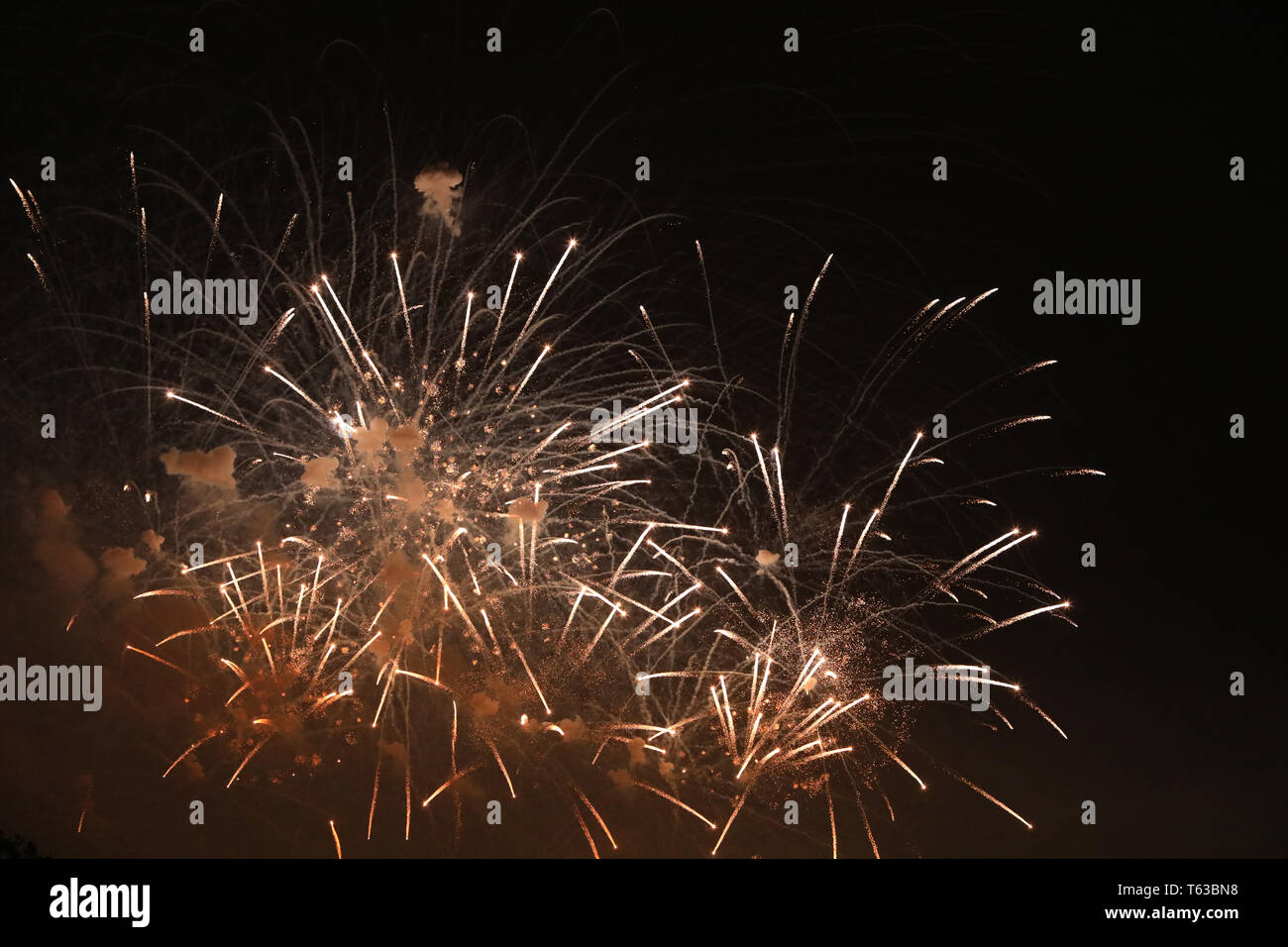 New Year's Eve fireworks and rockets on New Year's Day Stock Photo - Alamy