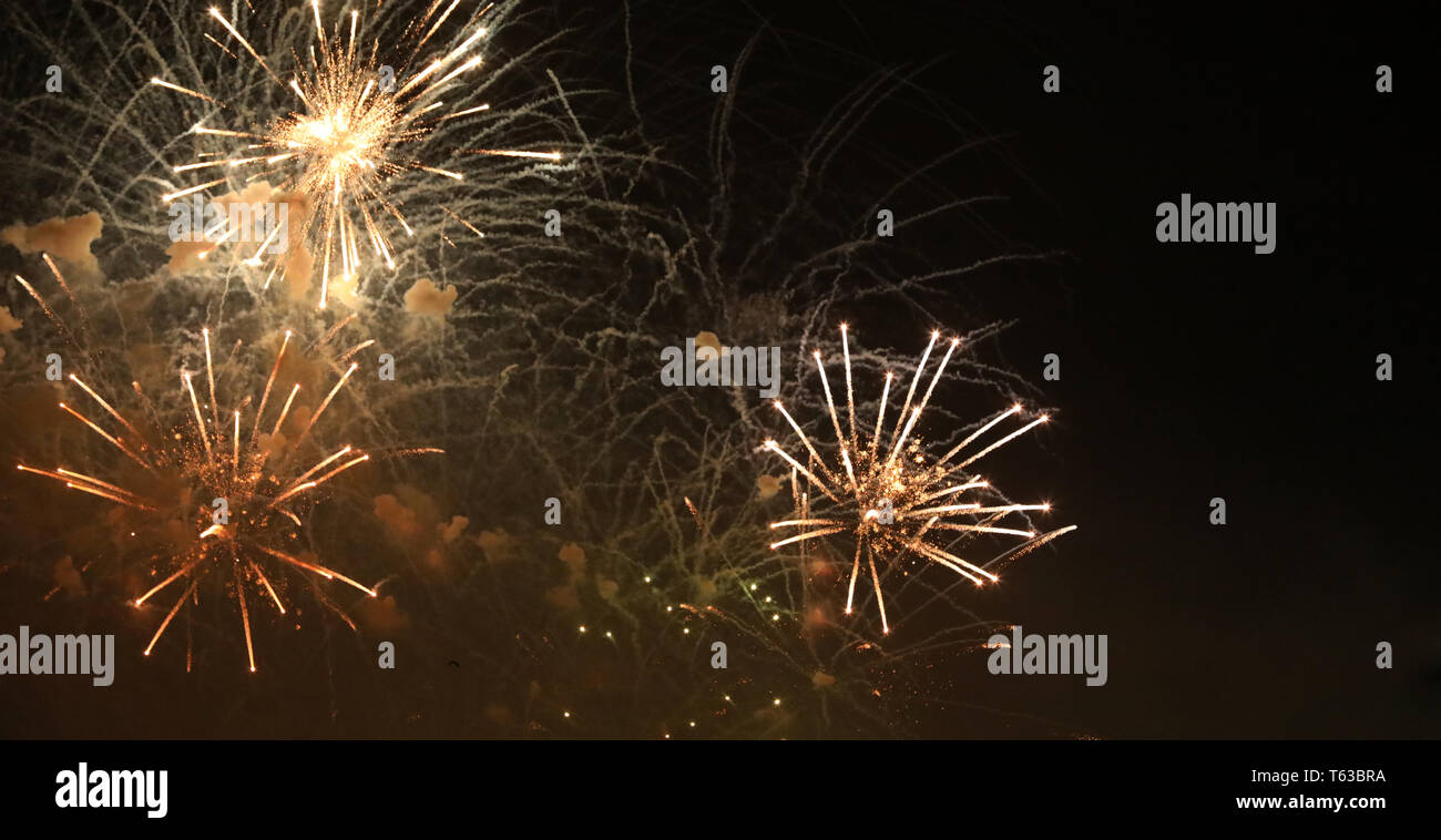 New Year's Eve fireworks and rockets on New Year's Day Stock Photo - Alamy