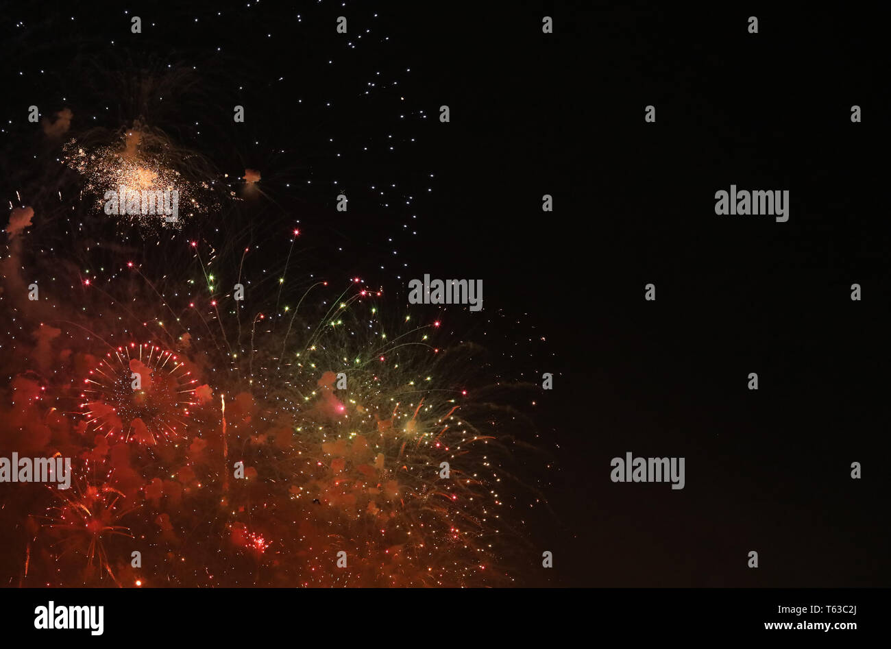New Year's Eve fireworks and rockets on New Year's Day Stock Photo - Alamy