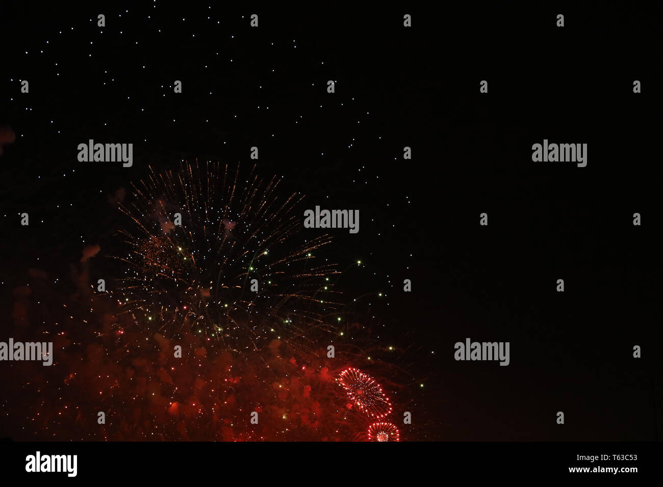 New Year's Eve fireworks and rockets on New Year's Day Stock Photo - Alamy