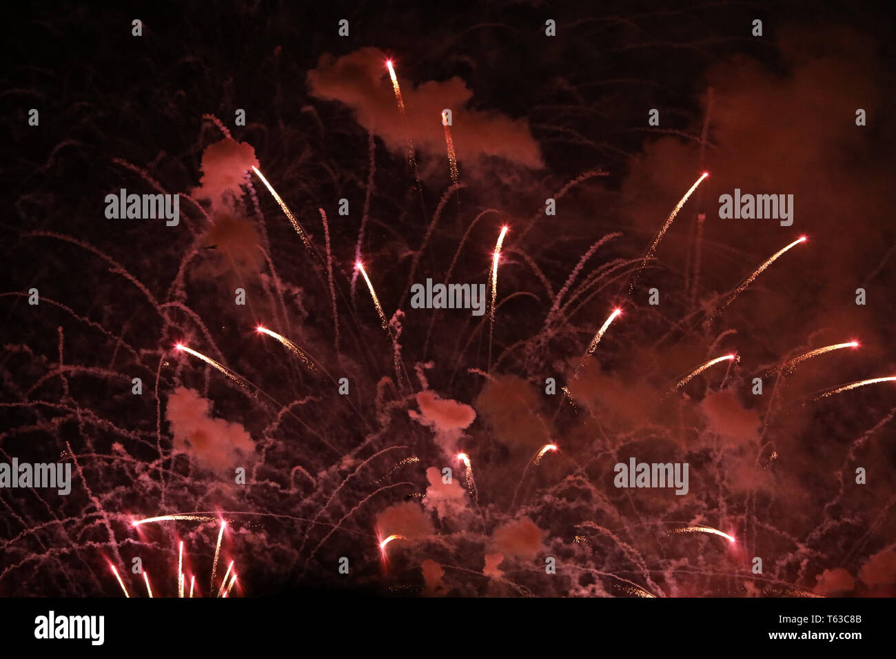 New Year's Eve fireworks and rockets on New Year's Day Stock Photo - Alamy
