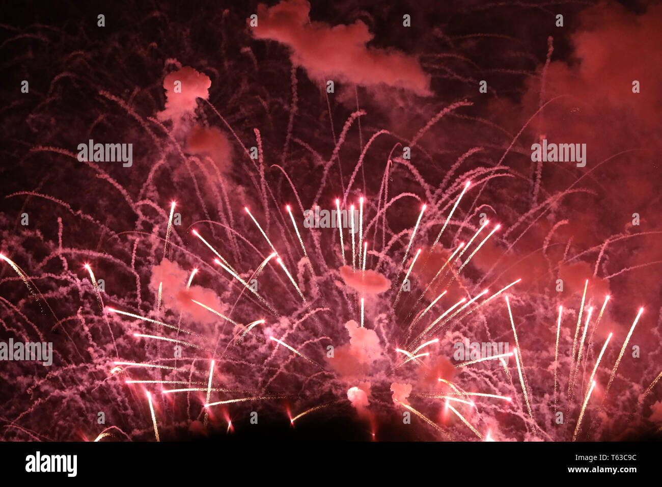 New Year's Eve fireworks and rockets on New Year's Day Stock Photo - Alamy