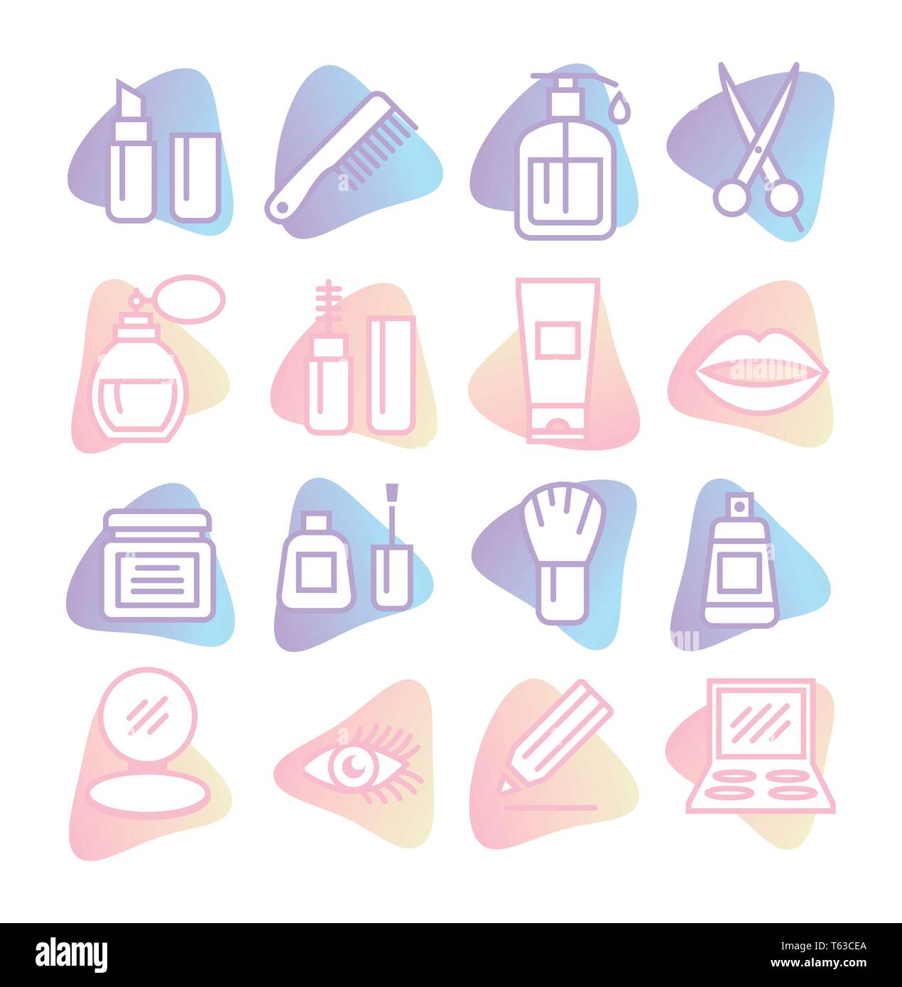 Cosmetics Icons set on white background Stock Vector