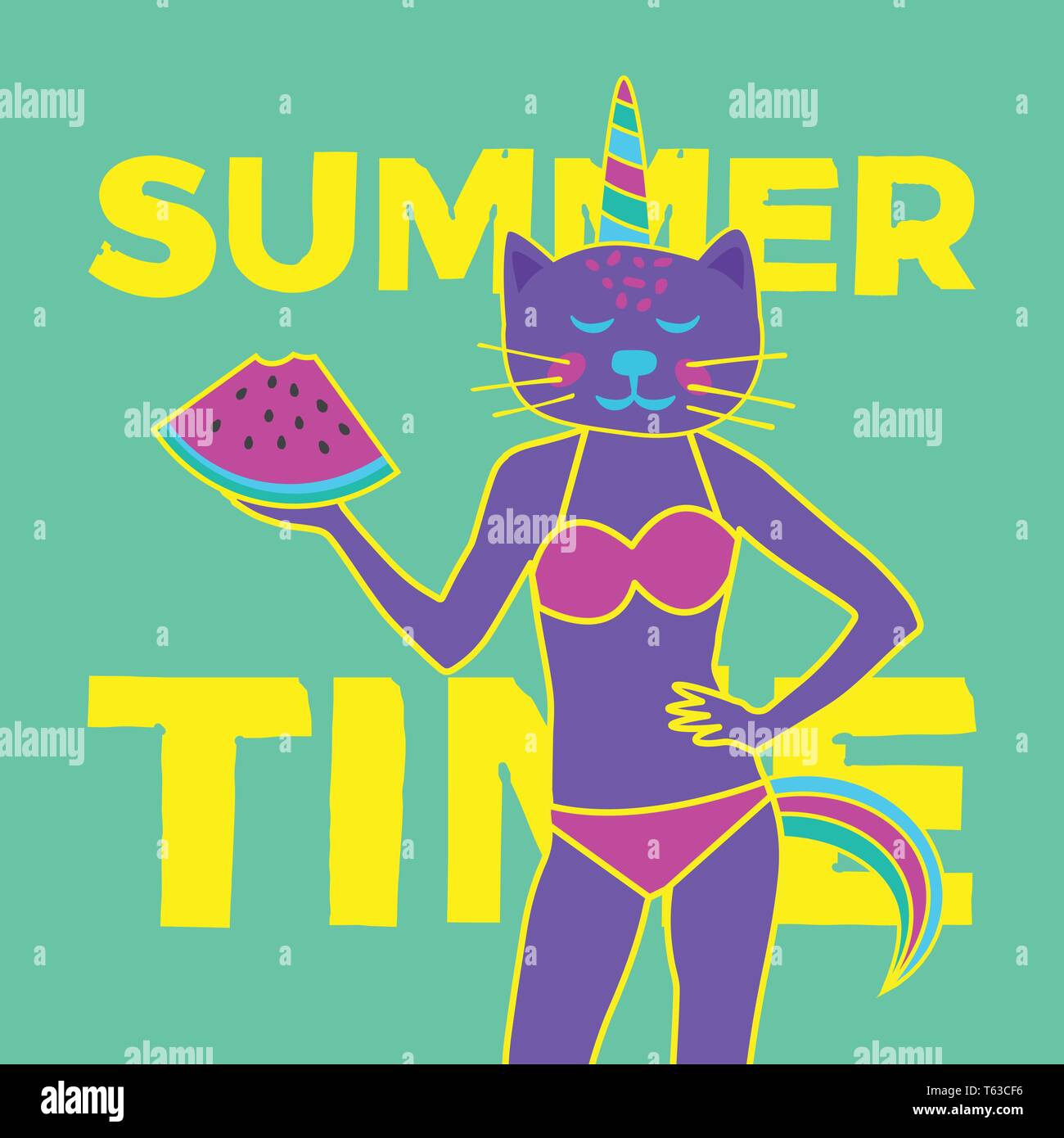 Summer Time Art minimal project Stock Vector
