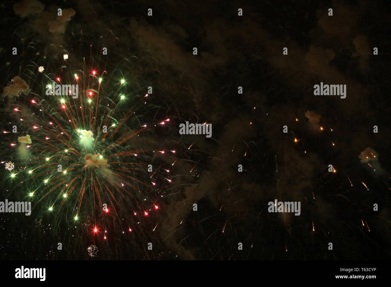 New Year's Eve fireworks and rockets on New Year's Day Stock Photo - Alamy
