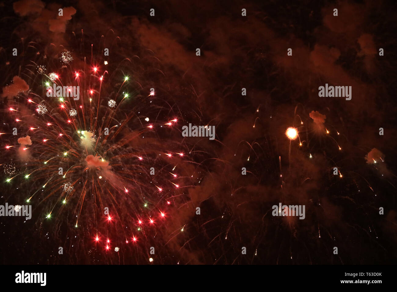 New Year's Eve fireworks and rockets on New Year's Day Stock Photo - Alamy