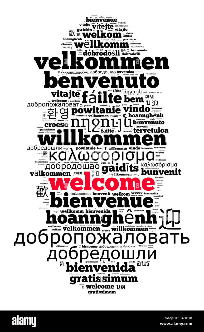Word Welcome in different languages word cloud concept Stock Photo