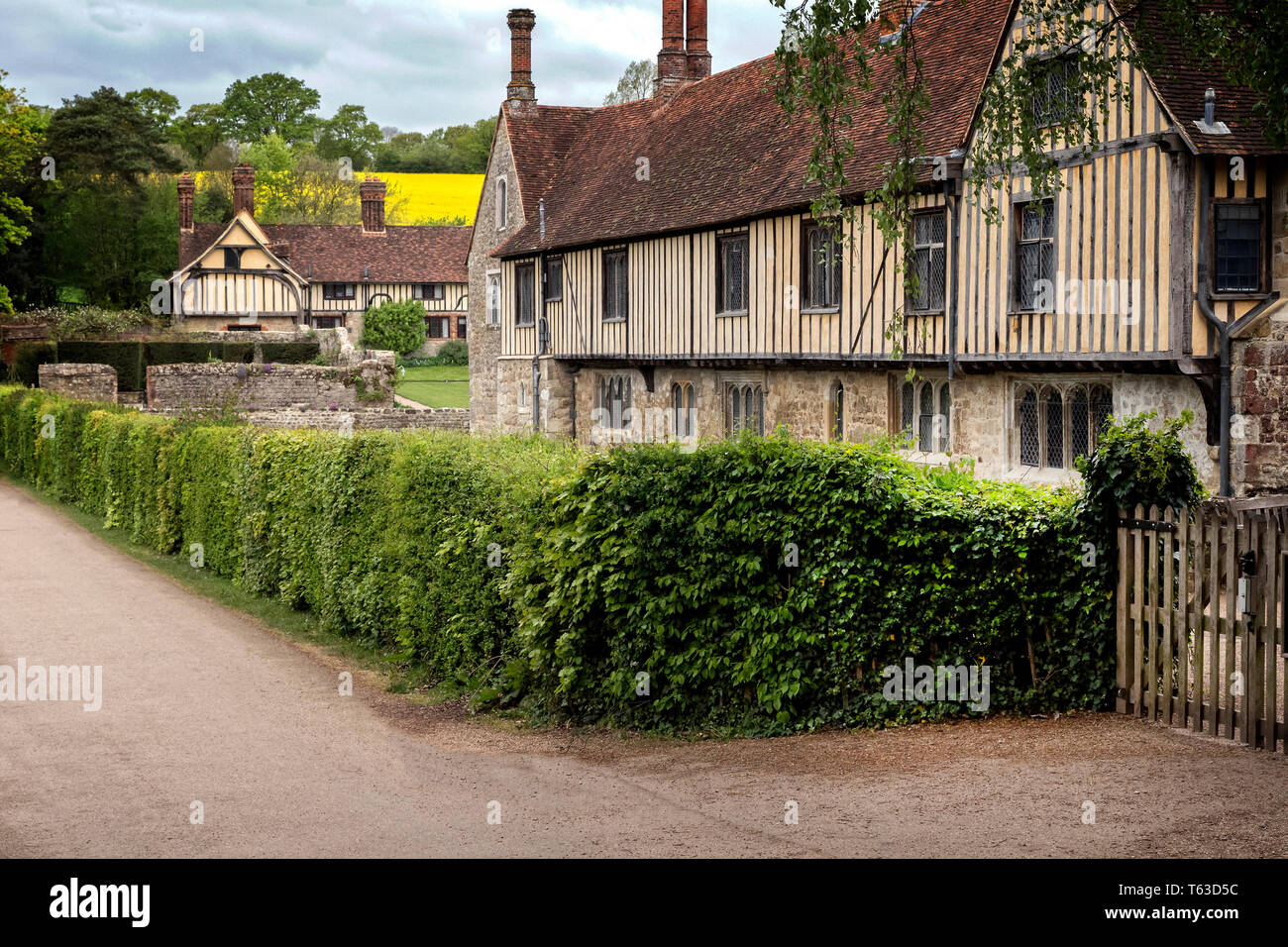 Ightham Mote house viewed from the bridleway to the south of the house. Stock Photo
