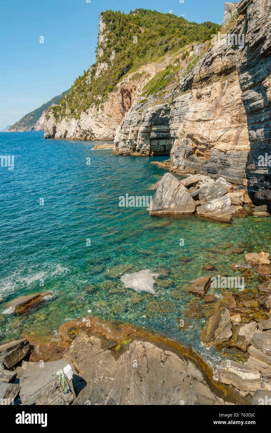 Byron Cave, Coastline of Portovenere, Cinque Terre National Park, Liguria, Italy Stock Photo