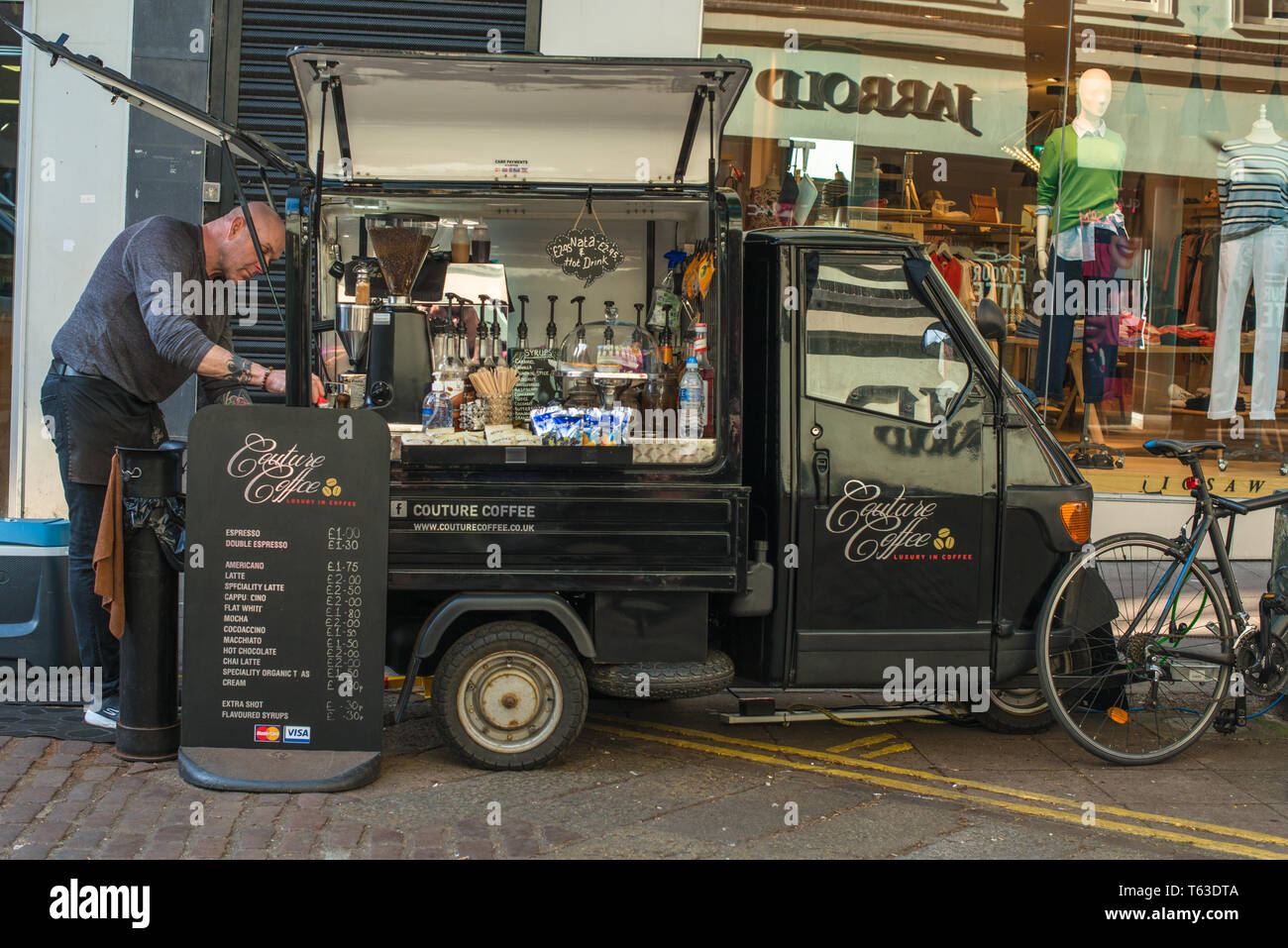 A mobile coffee bar cafe in Norwich , Norfolk , UK. Stock Photo