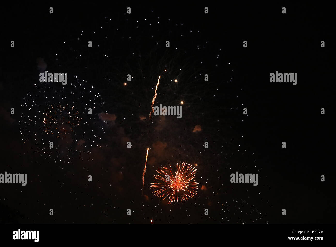 New Year's Eve fireworks and rockets on New Year's Day Stock Photo - Alamy