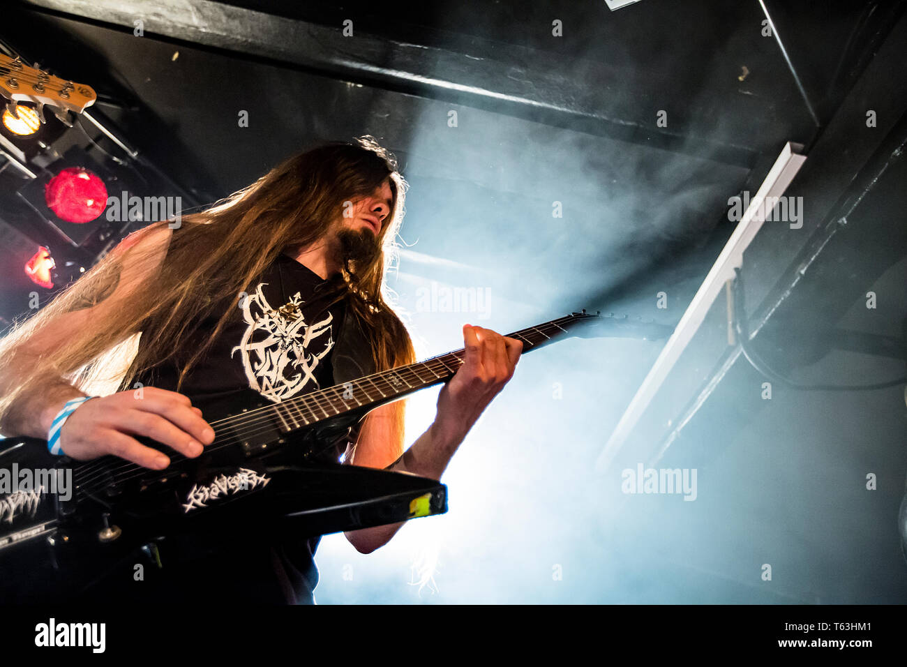 Norway, Bergen - February 17, 2016. The Norwegian black metal band Blodhemn performs a live concert during the metal festival Blastfest 2016 in Bergen. (Photo credit: Gonzales Photo - Jarle H. Moe). Stock Photo