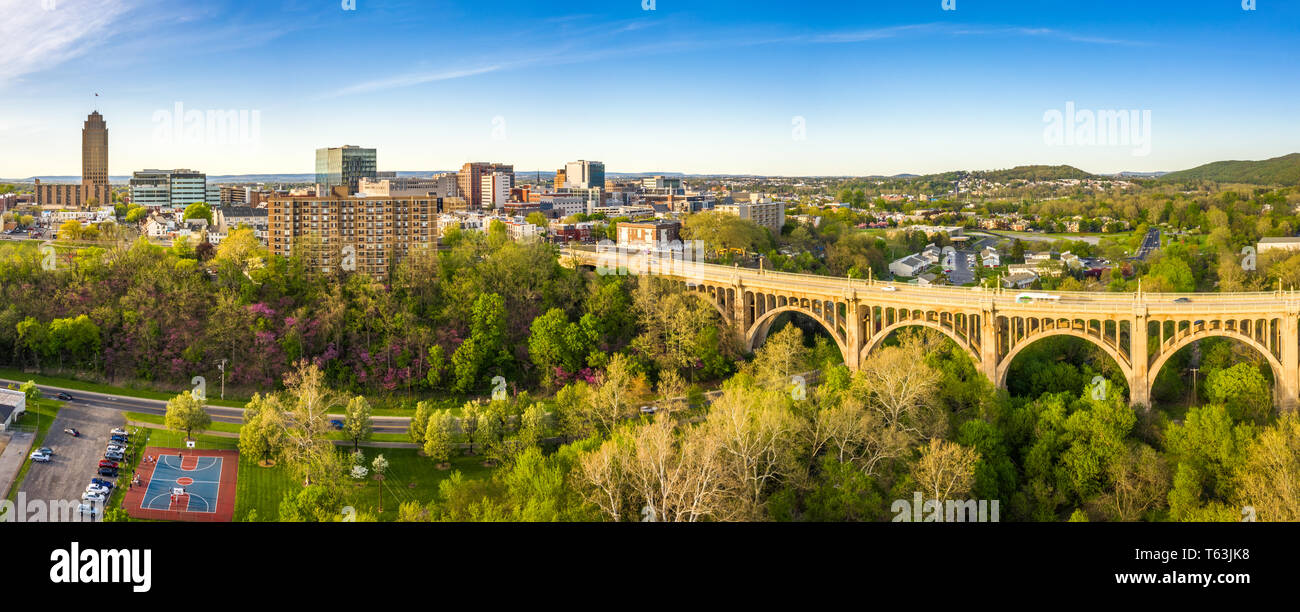 Aerial panorama of Allentown, Pennsylvania skyline Stock Photo